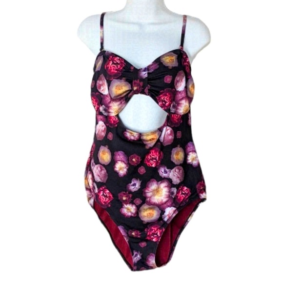 Aqua Rose one piece swimsuit roses floral print XL @M2 - Picture 1 of 7